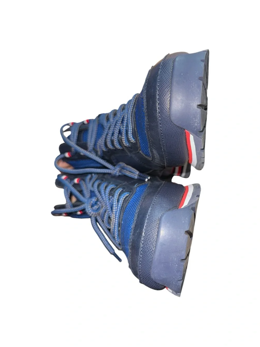 Men’s Tommy Hilfiger “Morien” Navy Blue High-Top Red/White Trim Hiker Boots - 10